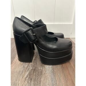 Steve Madden Carly black leather platform Mary Jane heel sz 9